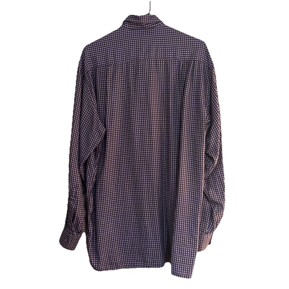 Ermenegildo Zegna Men's L Long Sleeve Button Up Purple Brown Gingham - Picture 11 of 16